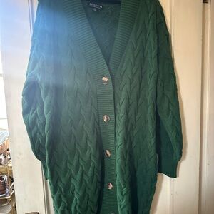 Eloquii Emerald Cable Knit Cardigan Dress